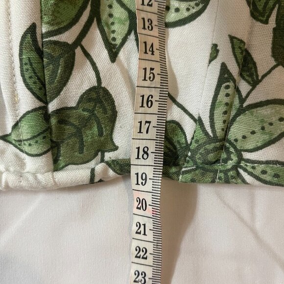 Midnight SKY. Short linen blouse size S. White and green printed. Made in India. - Picture 3 of 7